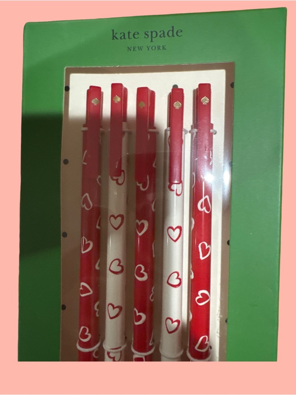 kate spade New York Red & White Heart Ink Pen Set - 5 Pack - Picture 3 of 4
